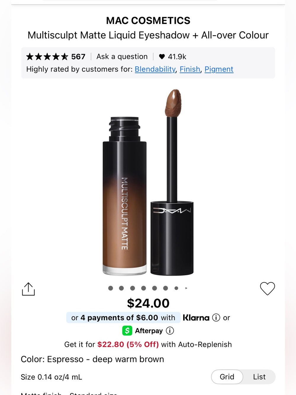 MAC cosmetics multi sculpt matte liquid eyeshadow + all over colour